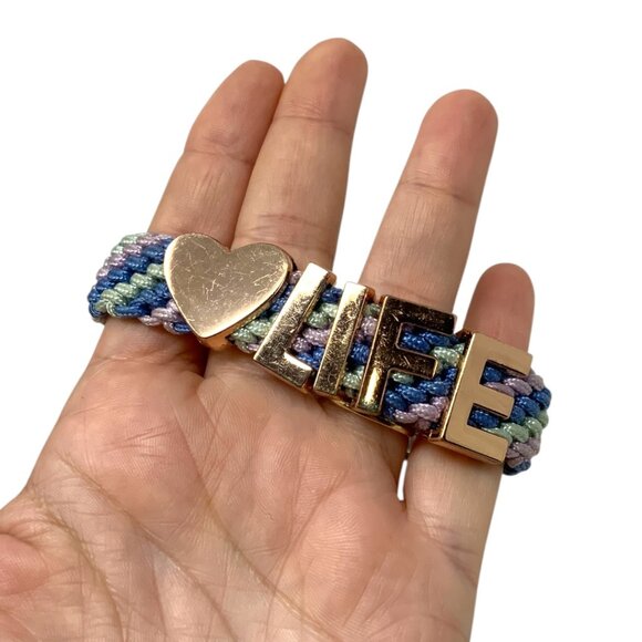 BCBGeneration Love Life Woven Cord Bracelet Pink Blue Green - Picture 1 of 4